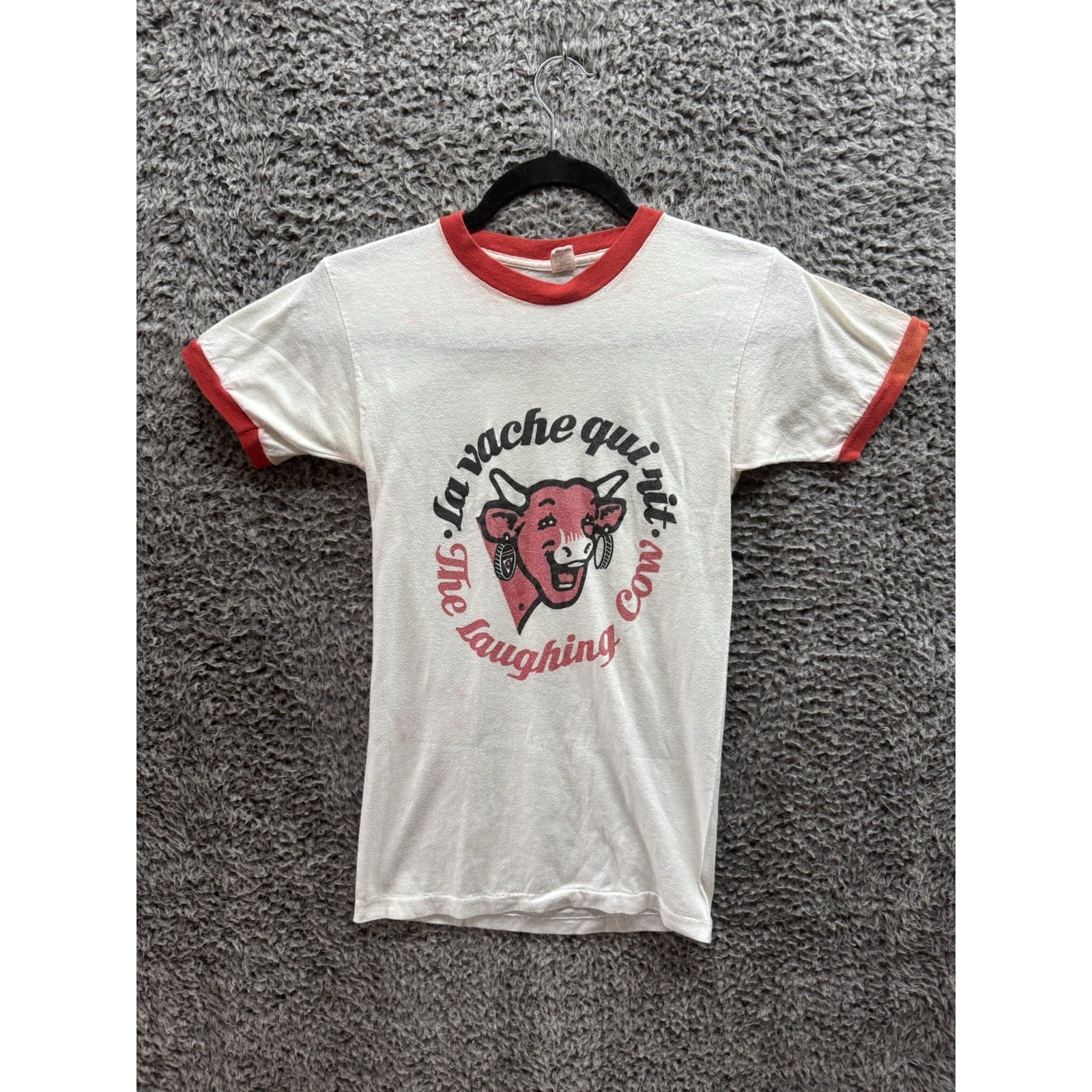 Vintage 1960's The Laughing Cow La Vache Qui Rit Ringer Shirt Size Small
